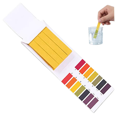 All Purpose Litmus Paper 1-14 Acid Test Strips Kit, Ten Pack with color chart and strip in water for home lab use