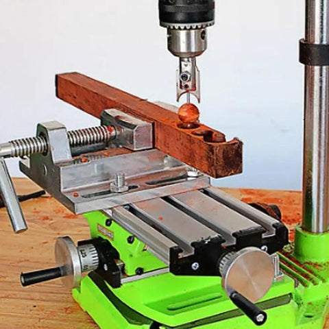 Versatile Miniature Metal Lathe Machine With Integrated Table Bench Vise And Drill Milling Cross Positioning Tool for wood precision work.