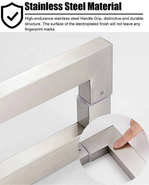 Close-up of Push Pull Barn Door Handle Set With Install Tools Heavy Duty Sliding Hardware for Kitchen Shower Living Room White