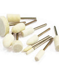 78 Piece Polishing Buffing Wheel Kit for Rotary Tools with felt, wool, cotton pads; assorted shapes; 1/8 inch shank, 1/2 & 1 inch diameters