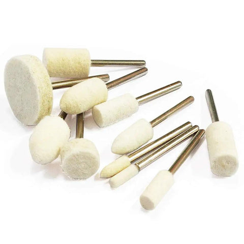 78 Piece Polishing Buffing Wheel Kit for Rotary Tools with felt, wool, cotton pads; assorted shapes; 1/8 inch shank, 1/2 & 1 inch diameters