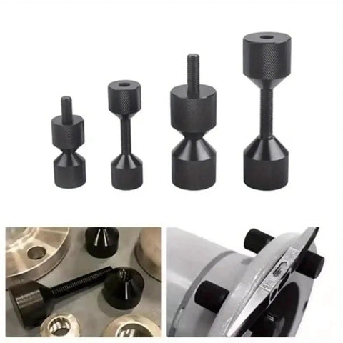 Heavy Duty Aluminum Flange Alignment Pins For Jig Fixtures And Precision Machining with four different sizes in black finish.