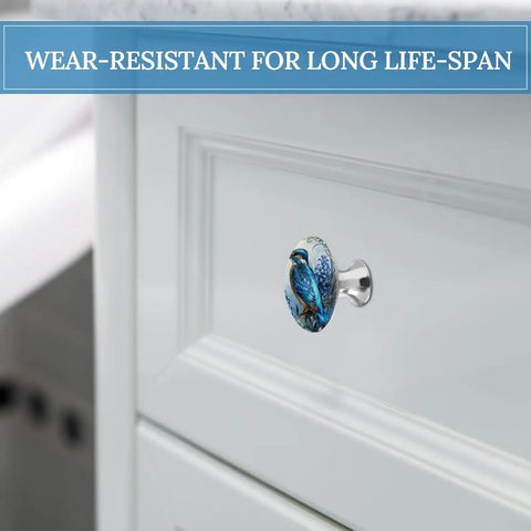 Kingfisher Hyacinth Bloom Cabinet Knobs Set Of 2 1.1 Inch Stainless Steel Aluminum Alloy Drawer Pulls installed on cabinet