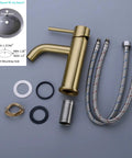 Brushed Gold Bathroom Faucet With Solid Brass Construction Single Hole Deck Mounted Lavatory Vanity Sink Faucet components