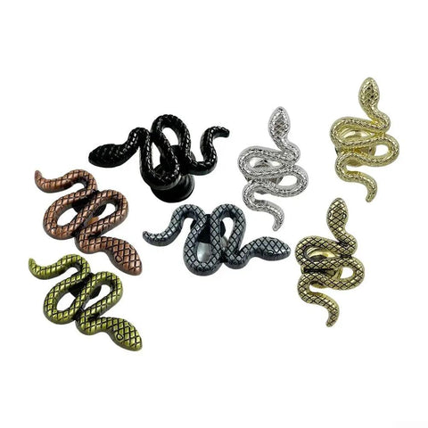 Mix of snake shaped cabinet knobs and drawer pulls in various finishes with focus keyword Snake Shaped Cabinet Knobs And Drawer Pulls In Zinc Alloy With Ancient Red Bronze Finish Dope Animal Theme Hardware For Dressers Cabinets And Drawers Modern Rustic Furniture Knobs For Living Room And Bedroom.