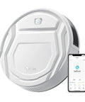 Robot Vacuum With Strong Suction And Long Battery Life For Pet Hair Slim Low Profile Quiet Cleaning Auto Docking And Self Charging Wi Fi App And Alexa Control Great For Hard Floors And Everyday Cleaning M210 shown with smartphone app.