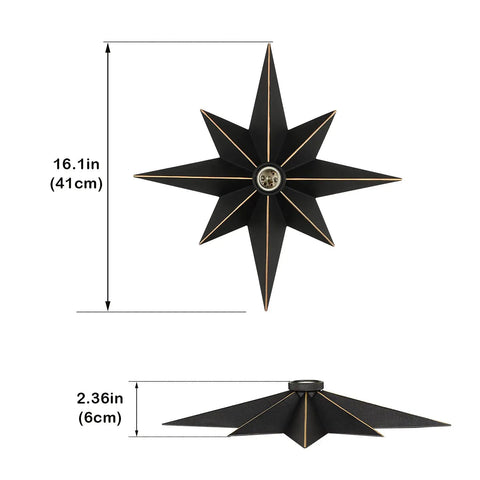 16 Inch Industrial Black Metal Star Flush Mount Ceiling Light With Vintage Farmhouse Vibe Dope Multipurpose Ceiling Wall Vanity Fixture