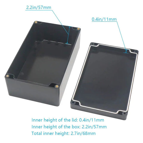 IP65 Waterproof Outdoor ABS Project Box Junction Enclosure For Electrical Components Black 7.9 By 4.7 By 2.95 Inch with open lid