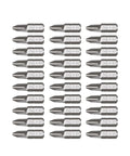 30 Piece PH2 Phillips Bit Set For Impact Drivers, 1 Quarter Inch Hex Shank, Heavy Duty Chrome Vanadium Steel Bits arranged in rows