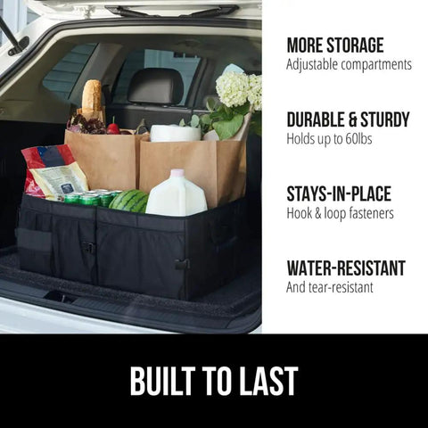 Trunk Organizer For SUV And Car With Big Capacity Collapsible Storage Heavy Duty Multi Compartment Water Resistant and Spill Proof
