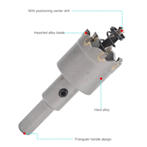 Heavy Duty Cemented Carbide Hole Saw Kit With Alloy Steel Cutter For Drilling Clean Holes In Stainless Steel Iron Plates And Thick Plastic Sheets Made For Electricians Who Need Reliable Long Lasting Performance On Tough Jobs Today, hard alloy blade