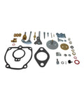 Beefed Up Carburetor Repair Kit For 656 706 756 Tractor with gaskets, shafts, and small components layout.