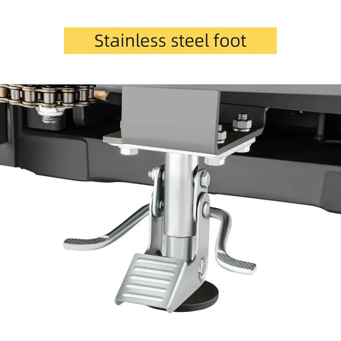 Close-up of stainless steel foot for ApolloLift Semi-Electric Pallet Stacker 3300 Lbs Capacity 118 Inch Max Lift Height.