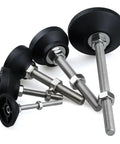 Rock Solid Thread Leveling Feet Set Of 16 Adjustable Swivel Base Legs With M10 Thread for Heavy Machinery, showing multiple adjustable legs in varying sizes.