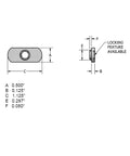 Technical drawing of Heavy Duty Quarter Twenty Spot Weld Nuts With Double Tab And Center Hole dimensions and features.