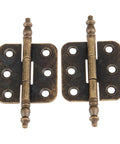 Two Pack Antique Crown Head Door Cabinet Hinges 6 Holes Jewelry Box Drawer Cupboard Decorative Furniture Hardware 70x35mm