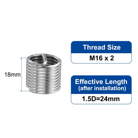 Heavy Duty M16 Wire Thread Inserts 10 Pack 304 Stainless Steel Helical Thread Repair Sleeves For Busted Threads Smooth As Butter Slick Install Ready To Roll For Auto Shop Gear