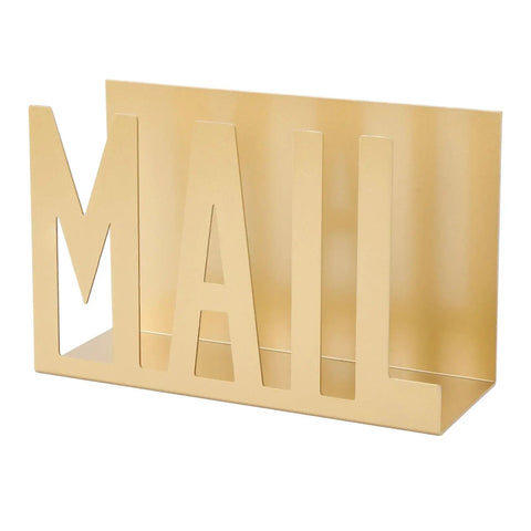 Sturdy Metal Desk Mail Organizer With Stylish Hollow Cutout For Bills, Letters And Papers Gold Finish Office Supplies Durable Iron