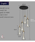 Modern Black Creative Pendant Lamp Pretty Waist LED Light for Duplex Living Room Staircase Loft Restaurant (Colour: 1Light Size: Neutrallight4000K) (5lights Neutrallight4000K) dimensions and specifications