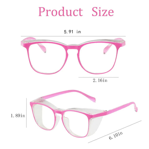 Women Safety Glasses With Side Shields Anti Fog Eye Protection For Nurses Adults Blue Light Blocking UV Shield Pink