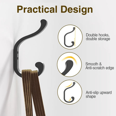 Heavy Duty Wall Mount Coat Hooks Set Of 4 Each Holds Up To 30 Lbs showcasing practical design and anti-slip features.