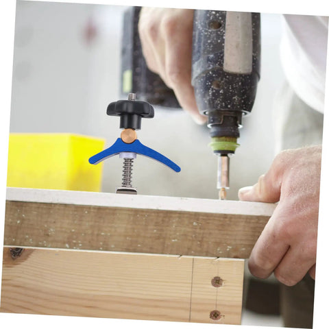 Worker using T Slot Clamp Quick Act Hold Down Clamp For Woodworking And Carpentry On T Track Systems Heavy Duty Aluminum Alloy CNC Machined