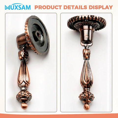 2 Pcs European Style Hanging Drawer Pulls For Cabinets And Doors, Antique Zinc Alloy Drop Pull Knobs, 65mm Total Length, 28mm Base Diameter