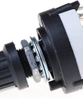 Side view of 3P4T Rotary Switch Band Selector With Knob Black, 4 Pole 3 Position, Single Deck Encoder Style, plug and play, durable.