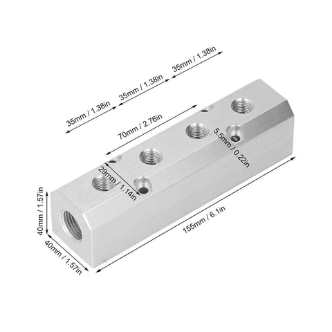 Lightweight Aluminum Pneumatic Block 40x40mm With G1/2 Inlet And G1/4 Outlet For Factory Automation Equipment