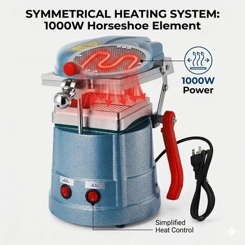 1000W Dental Vacuum Forming Machine For At Home Molding DIY Stainless Steel Heating System Night Guards And Whitening Trays Pro Grade High Efficiency Mold Tool 110V 60Hz Or 220V 50Hz symmetrical heating view