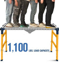 People standing on Beefy 2 In 1 Welding Table And Metal Work Bench With Casters showcasing 1100 lbs load capacity