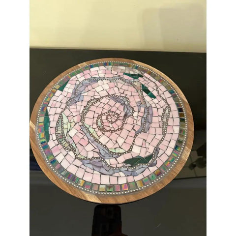 Handmade Broken Glass Mosaic Lazy Susan Centerpiece For Kitchen And Dining Table 10 Inch Turntable With Artsy Finish