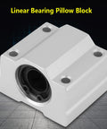 4 Piece Aluminum Linear Motion Ball Bearing Slide Block Set For CNC 3D Printer Pillow Block showing white aluminum closed design.