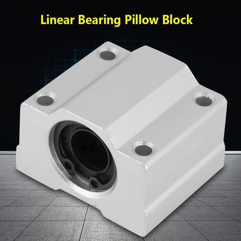 4 Piece Aluminum Linear Motion Ball Bearing Slide Block Set For CNC 3D Printer Pillow Block showing white aluminum closed design.