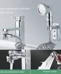 Sink Faucet Hose Sprayer Attachment Handheld Sprayer with On Off Valve and Seven Adapters Six and a Half Foot Extension Hose in use