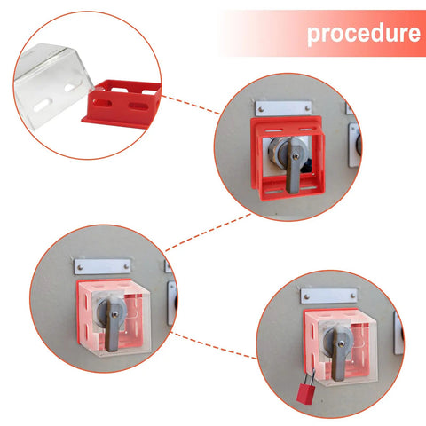 Emergency Stop Button Cover Box Type Transparent Guard Lockout For Pro Grade Machinery, clear plastic guard over red switch box with padlock