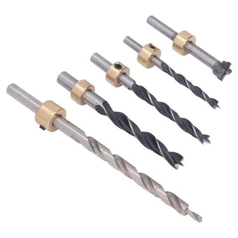 Top Notch 5 Piece Pocket Hole Drill Bit Set Made From High Speed Steel With Adjustable Depth And Three Knife Points For Super Clean Woodworking Holes In Just About Any Project You Got Going On, 5 drill bits