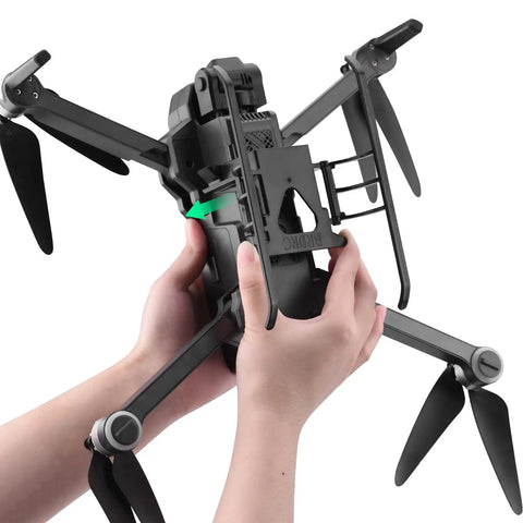 Hands attaching Height Extender Landing Gear Kit With Quick Release For Ruko F11 Pro GIM2 GIM Contixo F24 Pro F35 Sjrc F11S Deerc De22