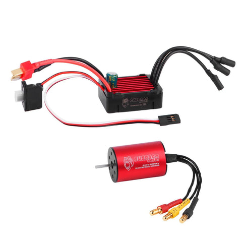 Beefed Up 2435 4800KV Brushless Motor And 25A Waterproof ESC Combo for 1/16 and 1/18 RC Trucks with aluminum heatsink, side view