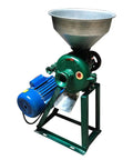 Powerful 1500W Wet And Dry Grain Grinder For Home And Small Biz, green and blue milling machine with large funnel and motor