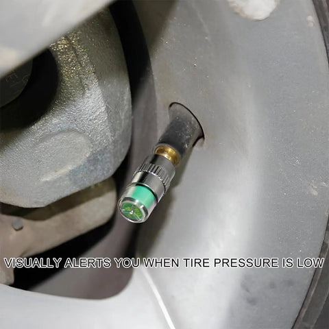 8 Pack Tire Pressure Monitor Valve Stem Caps With 3 Color Eye Alert And Easy Read Sensor Indicator 2.4 Bar 36 PSI on tire