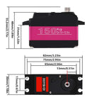 Heavy Duty DS51150 Digital Servo Delivering Rock Solid One Hundred Fifty Kilogram Torque And Lightning Fast Steering Response For One Fifth Scale RC Car Rigs dimensions and specifications.