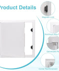 Heavy Duty Zero Hassle 15X15 Inch Drywall Access Panel For Wall And Ceiling Plumbing Repair Easy Pop Open Click Lock White Cover features a magnetic lock.