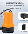 Rugged Submersible DC Water Pump 45W Copper Motor with high flow for fast basement and boat drainage, 12V/24V options.