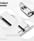Push To Open Magnetic Door Latch For Glass Cabinets And Double Doors, zinc alloy with chrome finish, dual magnets details.