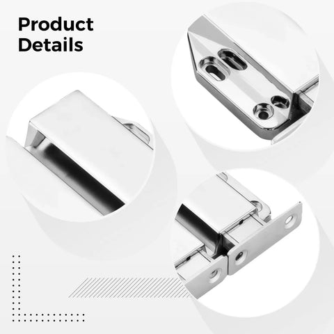 Push To Open Magnetic Door Latch For Glass Cabinets And Double Doors, zinc alloy with chrome finish, dual magnets details.