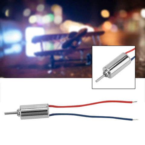 Five Pack Mini Coreless DC Motor 4 Point 5V 32250 RPM for RC Planes shown with blurred plane in background.