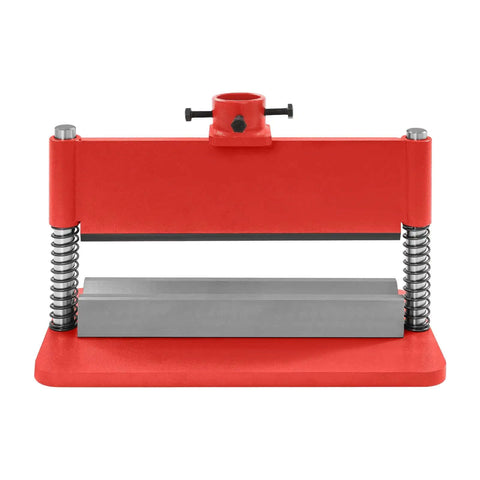Beefed Up Heavy Duty 12 Inch Press Brake Attachment For Hydraulic Shop Presses with Dual Spring Design, shown front view.