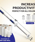 Stretch Film Dispenser Pole With Extra Long Reach For Fast Pallet Wrapping, Heavy Duty Industrial Handle for 12-24 inch rolls