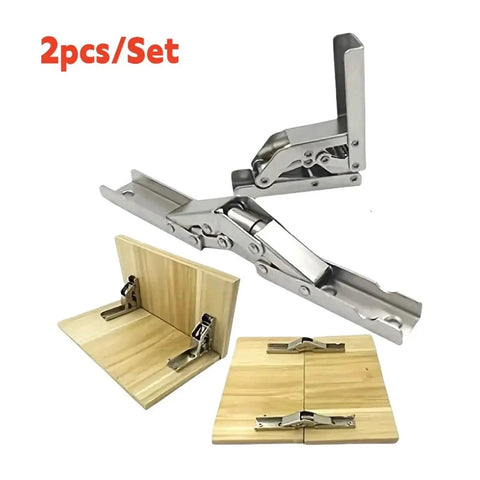 Beefy Heavy Duty Ball Bearing Door Hinges Two Pack With Folding Flat Brackets For Hidden Desk Frames And Cabinets, Stainless Steel All Weather, Smooth Quiet Close, Built To Last, 2pcs/set